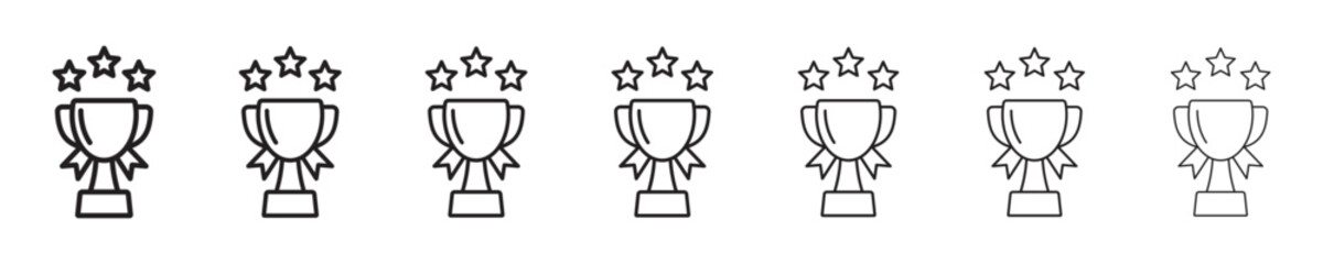 Trophy Cup Line Icons Set for Award, Achievement and Winner Design