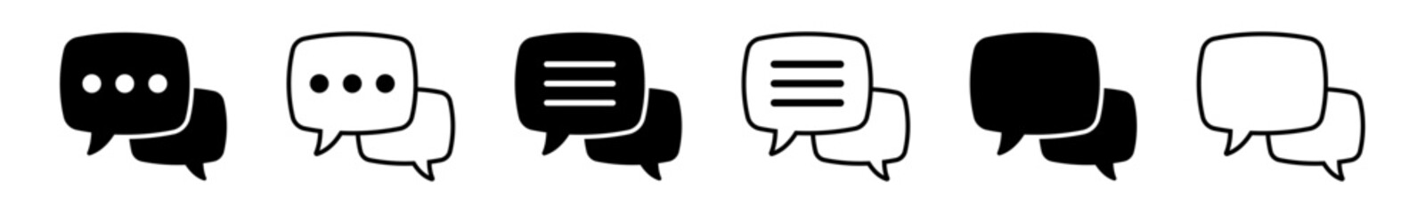 Speech Bubble Chat Icon Set for Messaging, Communication and Conversation