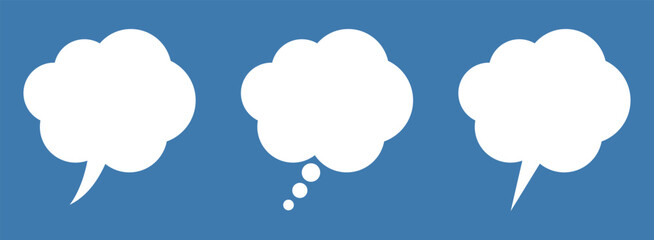 White Speech and Thought Bubble, Chat and Communication Speech Bubbles