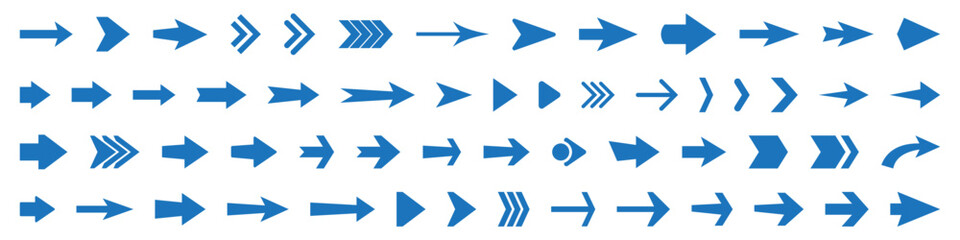 Navigation Blue Arrow Icons Set, Directional Pointers