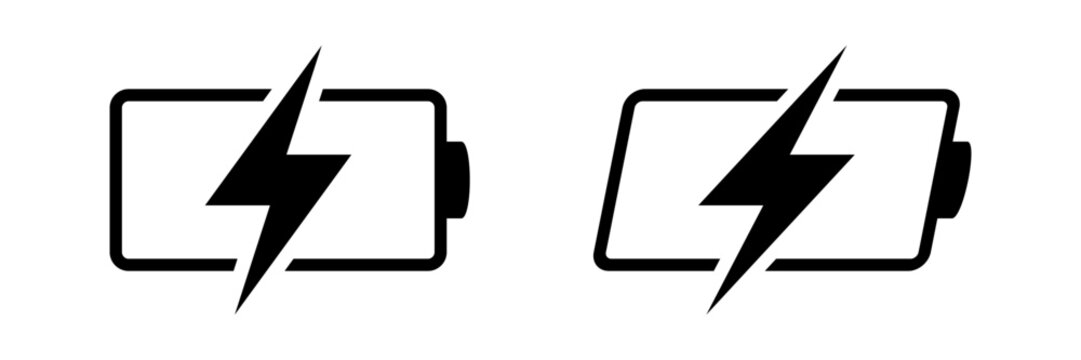 Battery Charging Icon Set, Power, Energy and Charging Status UI Symbols