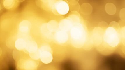 Obraz premium Soft golden bokeh lights creating an abstract background. Glowing circles generating a warm, festive, and dreamy atmosphere