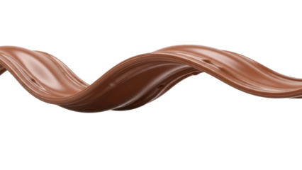 Calm milk chocolate melted wave isolated cutout realistic high detail mouthwatering sweet temptationIsolated on white