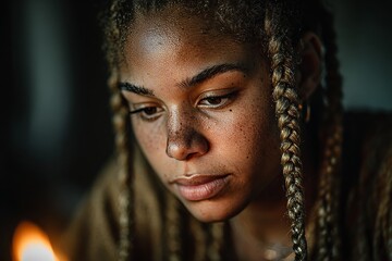 Empowering representation of Black beauty and diversity, ideal for marketing concepts of self-confidence, inclusivity, and natural skincare