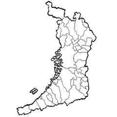 大阪府地図 筆タッチ 市町村区分 和風 近畿 西日本 / A brushstroke map of Osaka prefecture 2