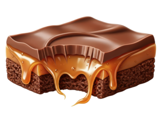 Chewy chocolate caramel melt goo isolated realistic cutout high detail indulgence for dessert brandingIsolated on white
