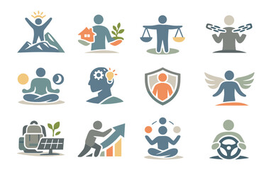 Cybersecurity and data protection icon set