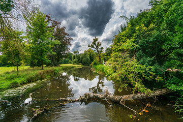 Water pond at Sanssouci park in Potsdam. Germany