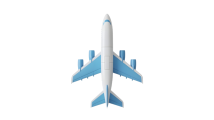 White airplane model isolated on transparent background