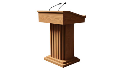 Wooden podium lectern isolated on transparent background