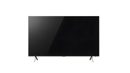 A black shiny flat screen television isolated on transparent background