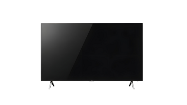 A black shiny flat screen television isolated on transparent background - Powered by Adobe