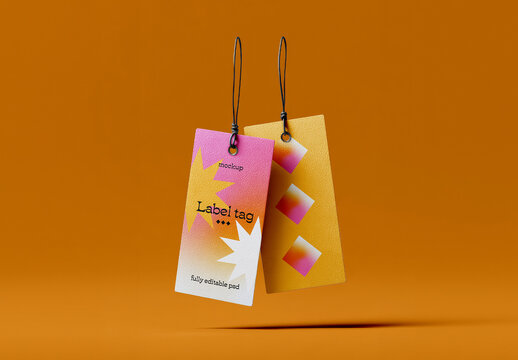 Hanging Label Tag Mockup with String