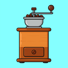 Manual coffee grinder with coffee beans for fresh brew