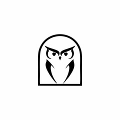 Obraz premium Owl in a cage, perched, circle design, white background, logo design
