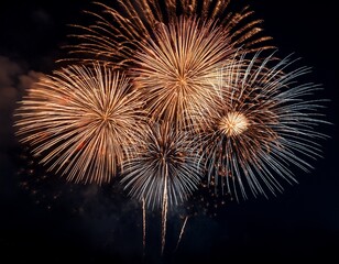 fireworks exploding bursts light up dark night sky