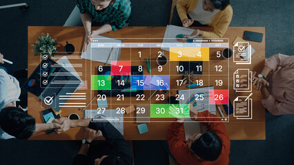 A digital calendar interface for business planning and organization. Used for scheduling events,...