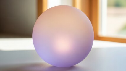 A soothing gradient sphere with a frosted glass effect, colored in a blend of peach and lavender.