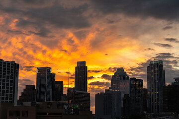 Dramatic Sunset Over the Austin Skyline