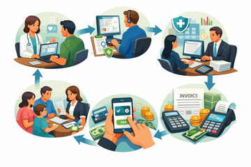 Pet care and veterinary service icon set