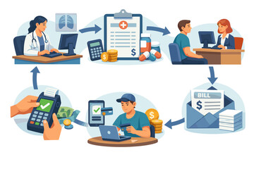 Customer support and help desk service icon set