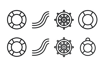 Marine, nautical line icon set. Sailing, ocean navigation line symbols collection