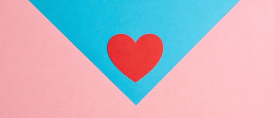 Valentine&rsquo;s Day background, single bold heart shape on a solid pastel background, strong color contrast