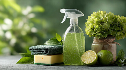 Chemical-free cleaning product graphic imagery portraying safe-use cues, environmental reassurance signals, sustainability emphasis, and clean visual composition promoting awareness regarding non