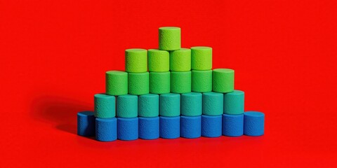 Naklejka premium a stack of colorful blocks on a red surface