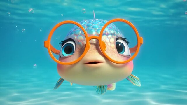 Playful Fish with Glasses Kids 3D