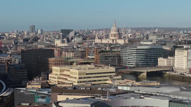 London cityscape featuring St. Paul's Cathedral and the River Thames on a clear day