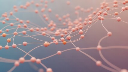 An abstract connection map with nodes like delicate pastel coral beads on a string.
