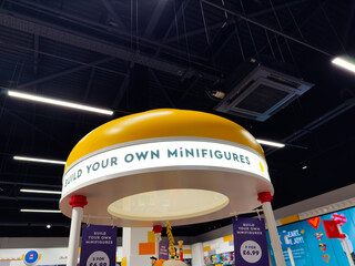 Fototapeta premium Build your own minifigures experience at the Manchester LEGO store in the UK, a family friendly activity