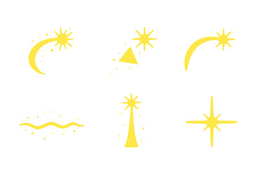 Fototapeta premium Magical Sunlight Icons. Solid style icons of magical sunlight effects in : glowing trail, prism spark, radiant ribbon, ethereal