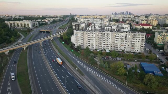 Warszawa z drona, obwodnica Warszawy, Warszawa bemowo