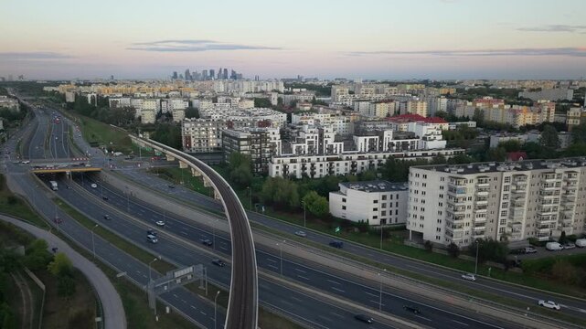 Warszawa z drona, obwodnica Warszawy, Warszawa bemowo
