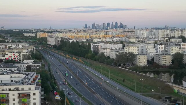 Warszawa z drona, obwodnica Warszawy, Warszawa bemowo