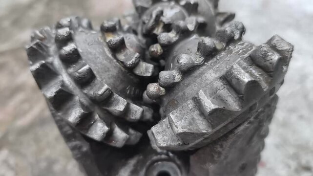 A tricone bit (or roller cone bit) used on the drilling rig after pulling out of hole with oil based mud
