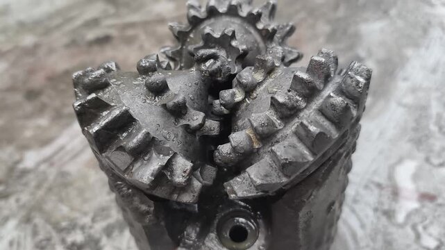 A tricone bit (or roller cone bit) used on the drilling rig after pulling out of hole with oil based mud

