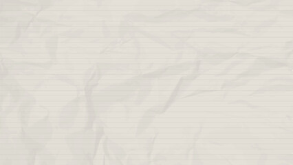 Crumpled lined paper sheet pattern, light beige notebook background with folds and texture, blank template for notes, writing, stationery, scrapbooking, school  office design. Vector illustration. © angelmaxmixam