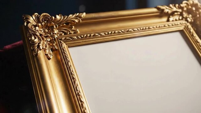 Luxurious gold picture frame with intricate floral design