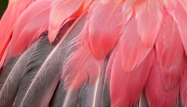 a seamless flamingo feather pattern capturing the soft pink and coral hues in a high definition photograph