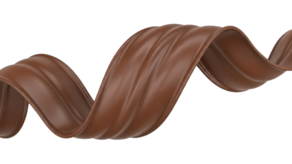 Dynamic chocolate swirl isolated on transparent background matte finish premium food background for menuIsolated on white