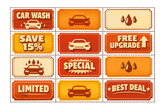 Discount coupons for car wash and special offers including free upgrades