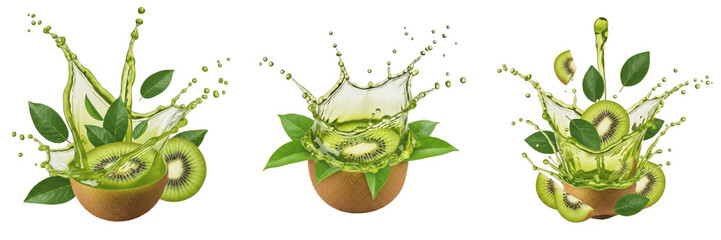 Kiwi fruit Actinidia deliciosa, kiwi with juice splash, green kiwi gold kiwi Chinese gooseberry kiwifruit kiwii oil paint