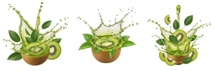 Kiwi fruit Actinidia deliciosa, kiwi with juice splash, green kiwi gold kiwi Chinese gooseberry kiwifruit kiwii oil paint