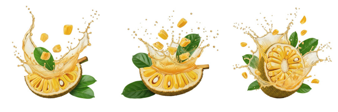 Jackfruit fruit Artocarpus heterophyllus, jackfruit with juice splash, ripe jackfruit green jackfruit cempedak nangka jakfruit jack oil paint