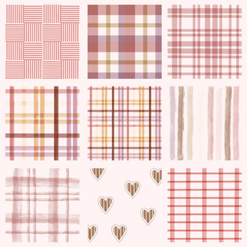 Valentine pink seamless patterns, square background, cute square seamless valentine patterns with hearts and soft abstract textures for social media, stickers, and packaging
