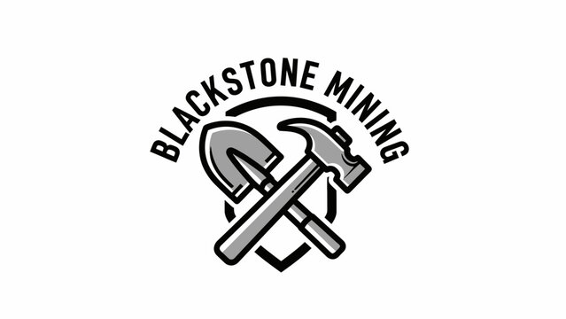 Blackstone Mining Logo with Pickaxe and Hammer.