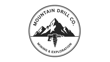 Mountain Drill Company Mining Logo Design.